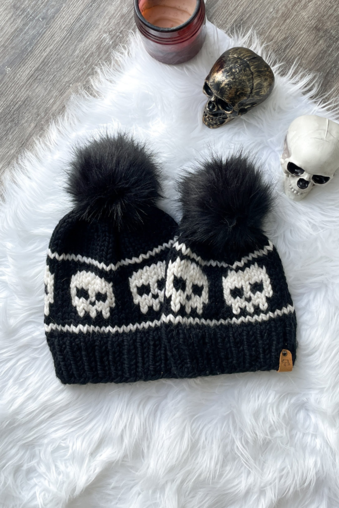 Cashmere Pom Pom Hat Led Hat Halloween Skull Hat Knitting Pattern